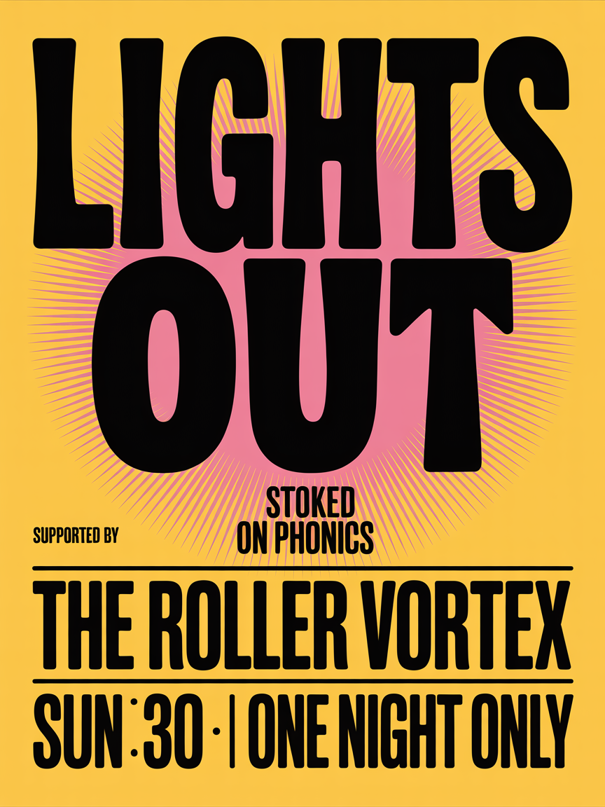 Poster: Lights Out at The Roller Vortex