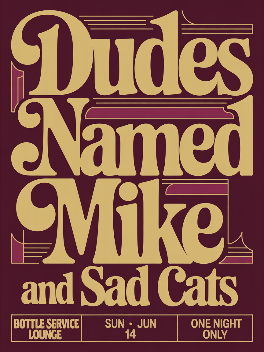 Poster: Dudes Named Mike at Bottle Service Lounge